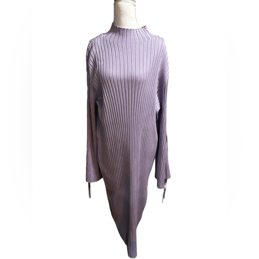 Ashley Stewart Ribbed Lavender Midi Dress size 22/24 NWT - Picture 2 of 6